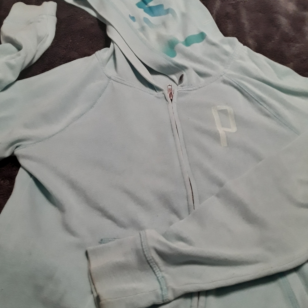 Victoria Secret pink zip up hoodie In light teal s